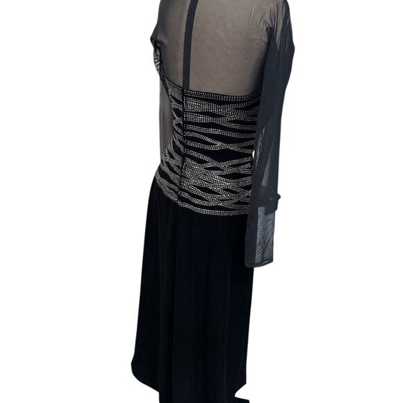 VINTAGE LILLIE RUBIN SHEER RHINESTONE VELVET MAXI DRESS SZ L - Picture 3 of 7